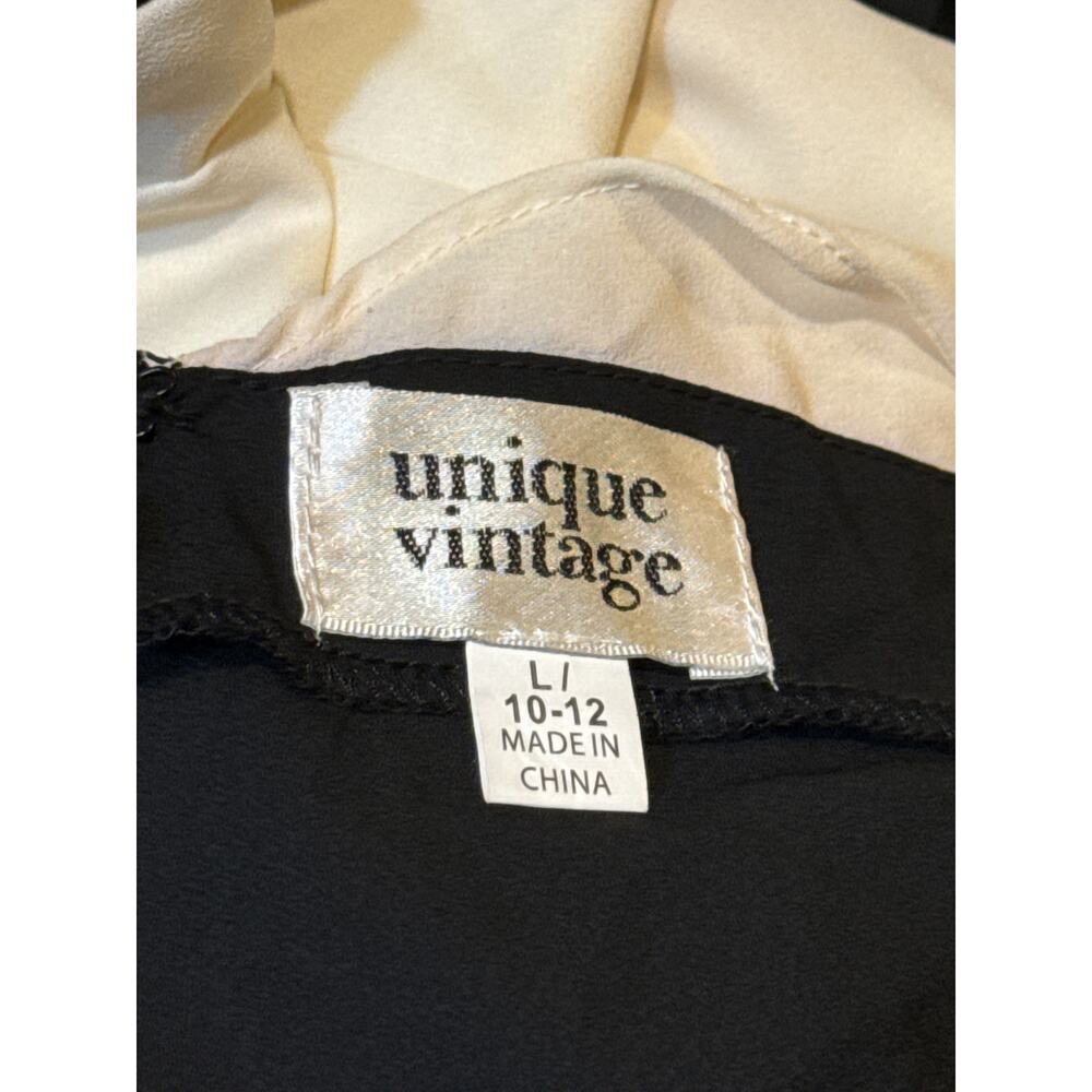 Unique Vintage 1920s Black & Cream Wilshire Flapper Day Dress L 10 12 NWOT - Picture 6 of 6